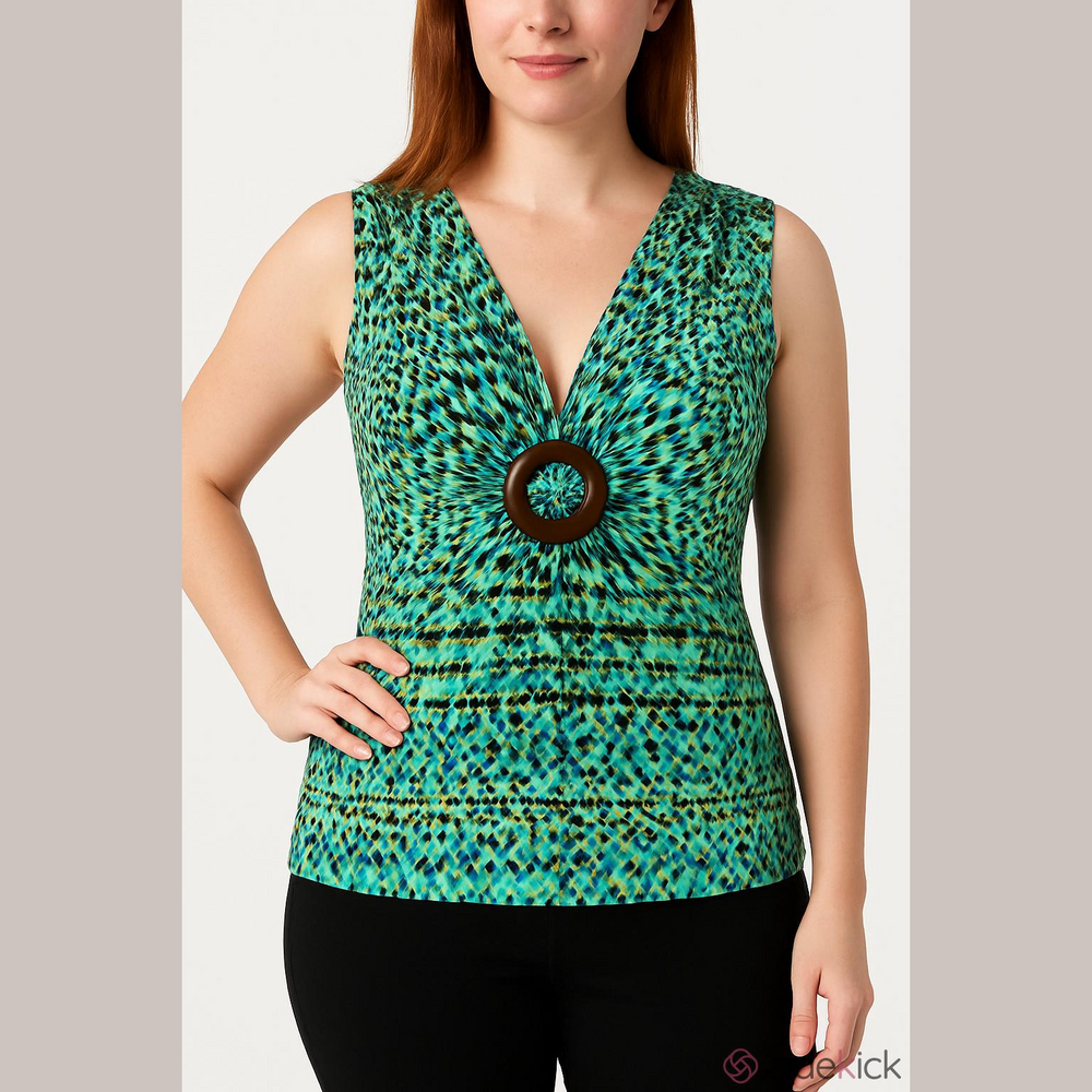 Bisou Bisou Petite Large Ruched Multi Color Sleeveless Top